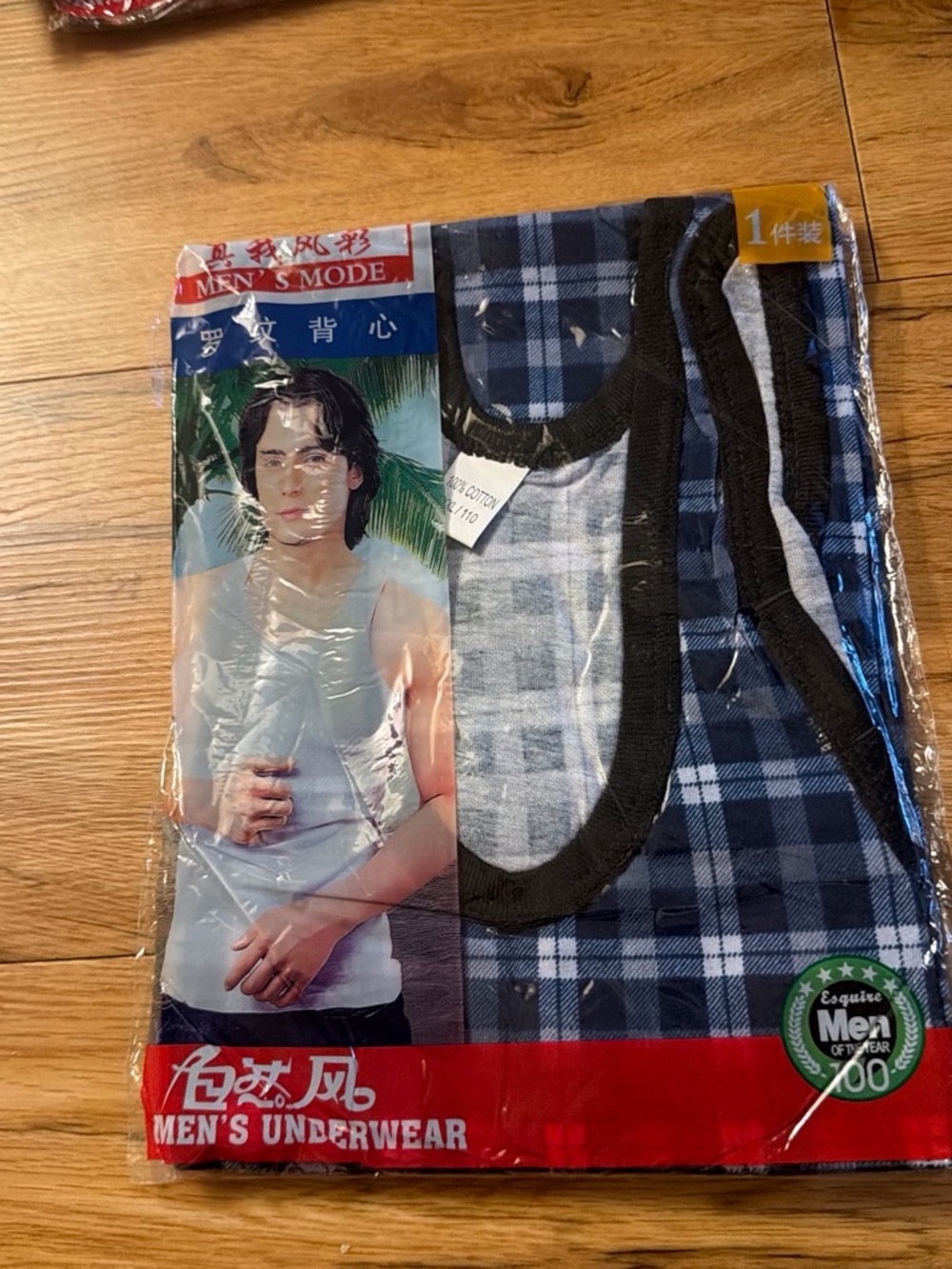 Men's Plaid Tank Top Undershirt - Blue